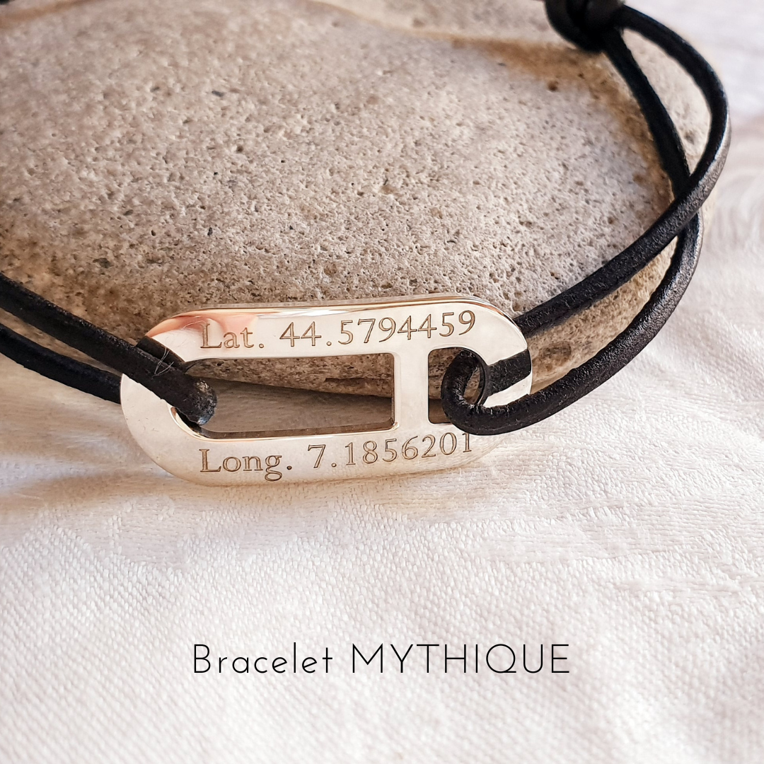 bracelet homme cuir grave points gps