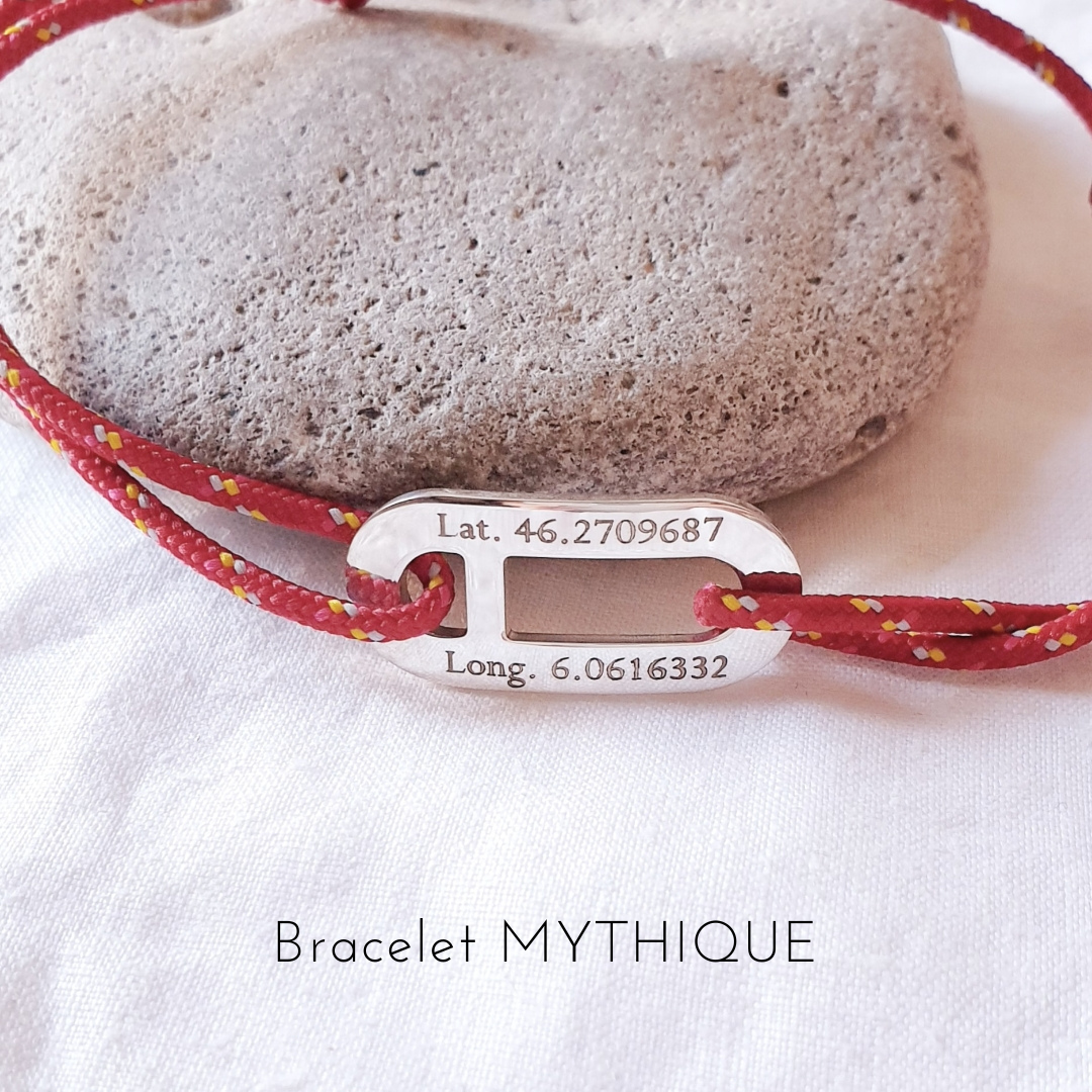 bracelet homme argent cordon marin coordonnees gps