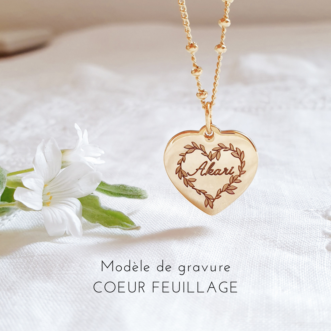 Collier femme personnalisé cœur or argent CALINE