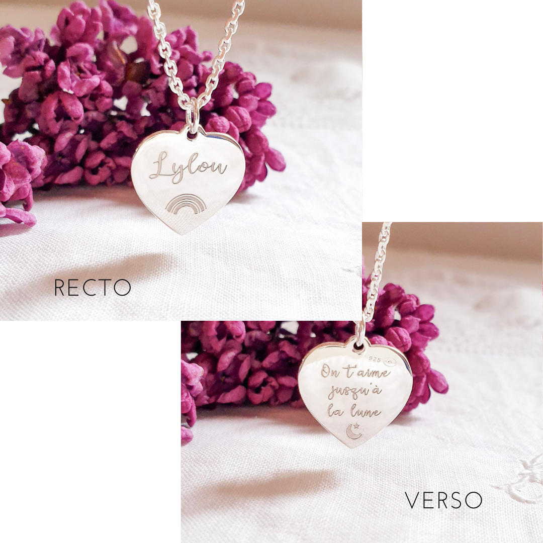 collier fille grave medaille coeur