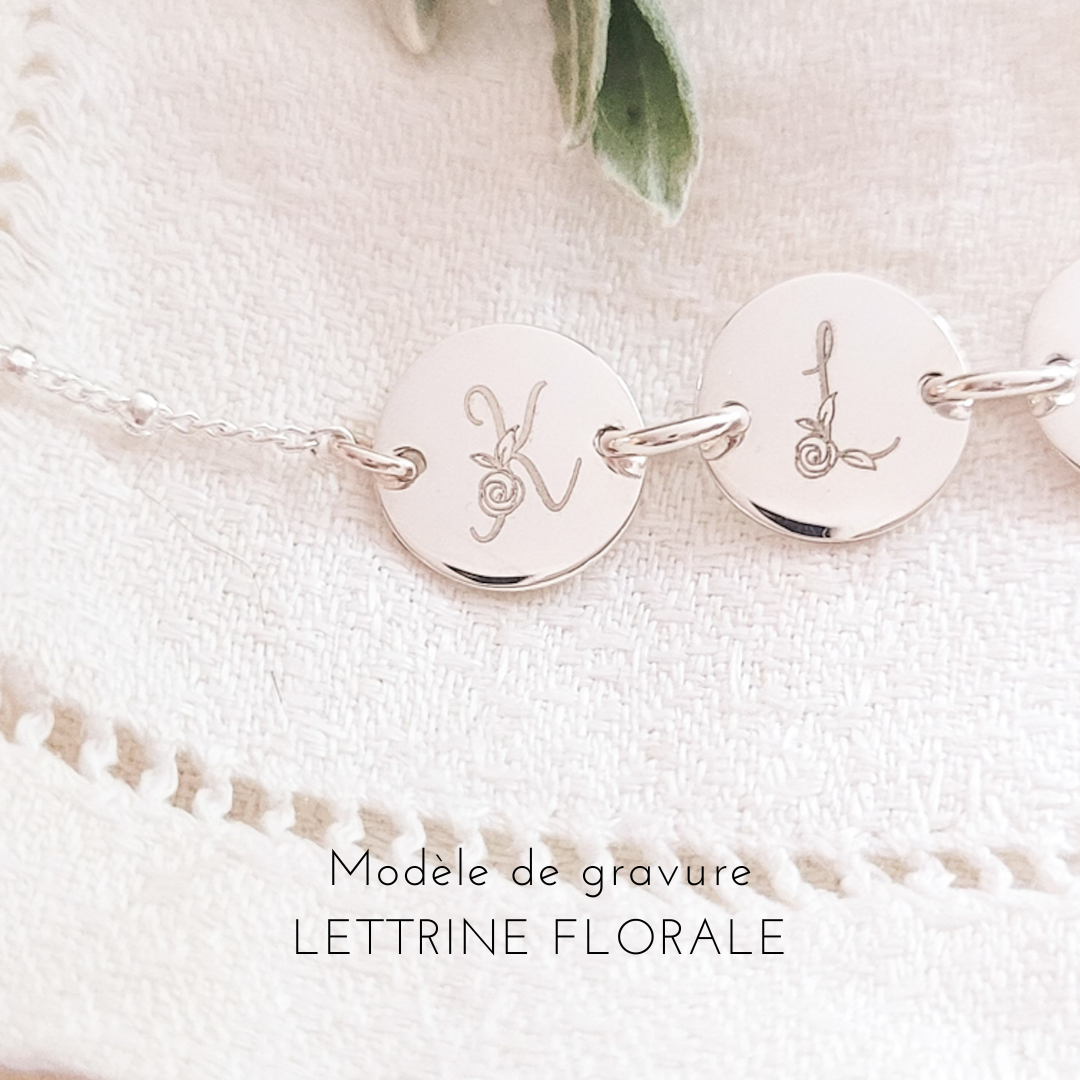 bracelet initiales lettrine argent