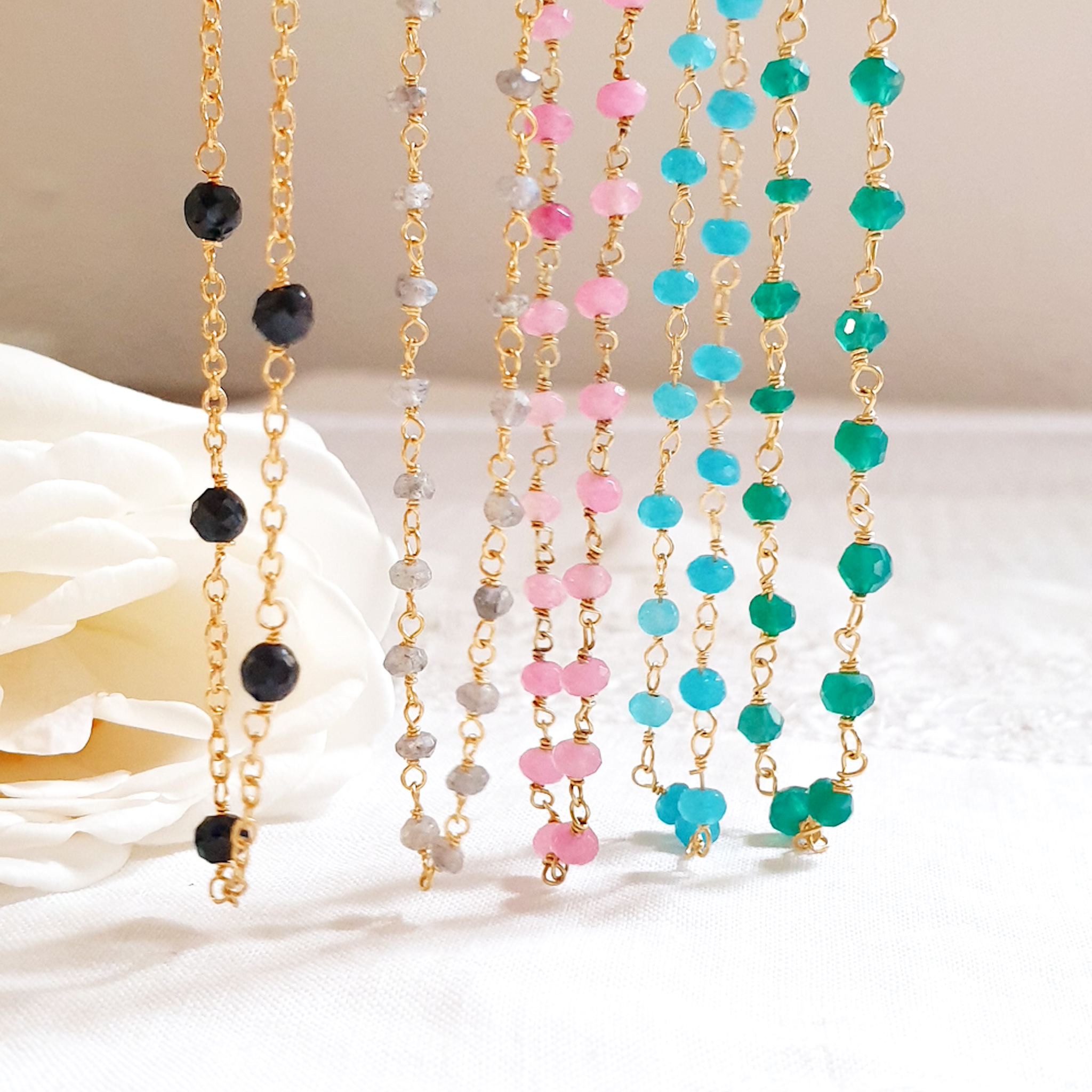 LUMINEUSE collier pierres fines or