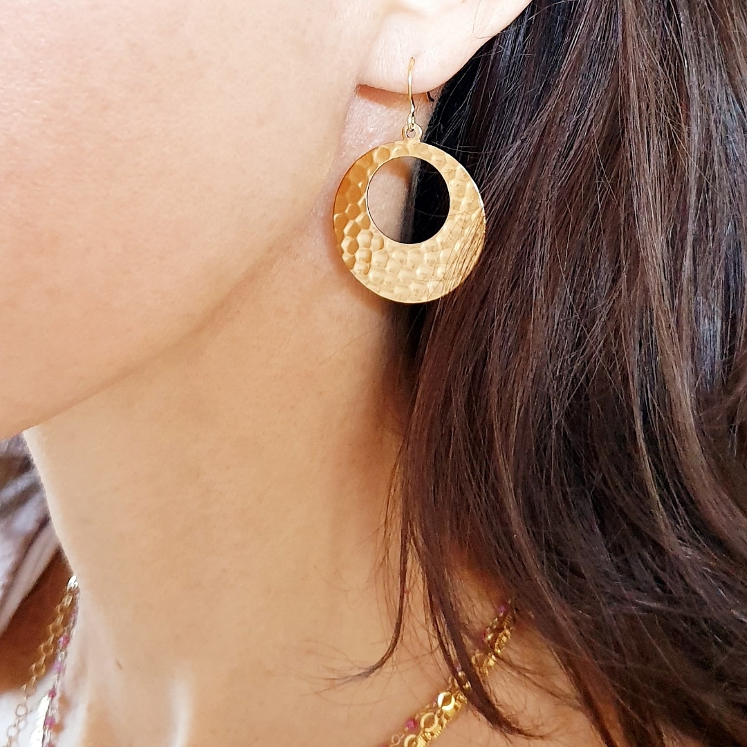 boucle oreille or martele