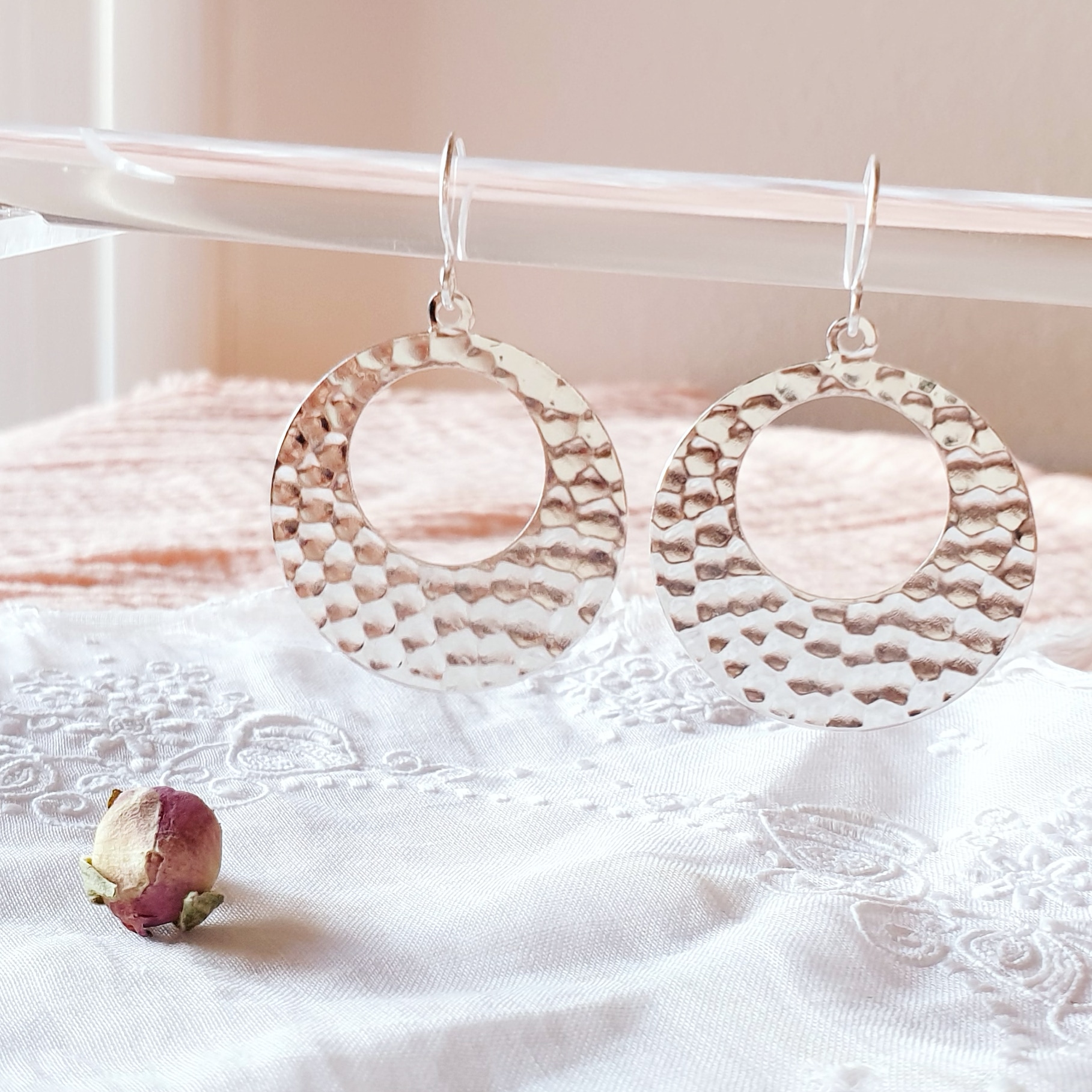 boucle oreille argent martele