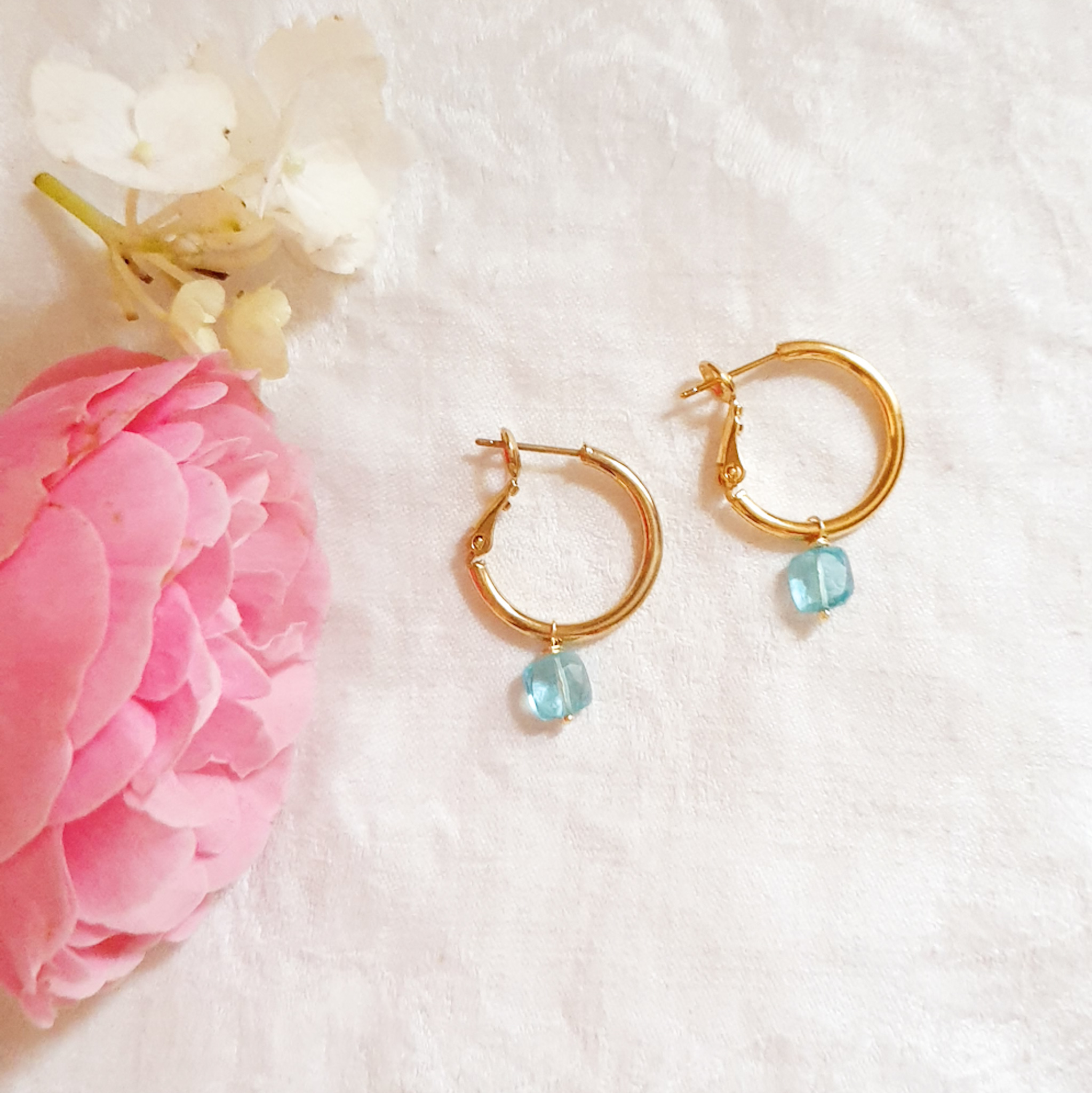 creole boucles quartz aqua bleu