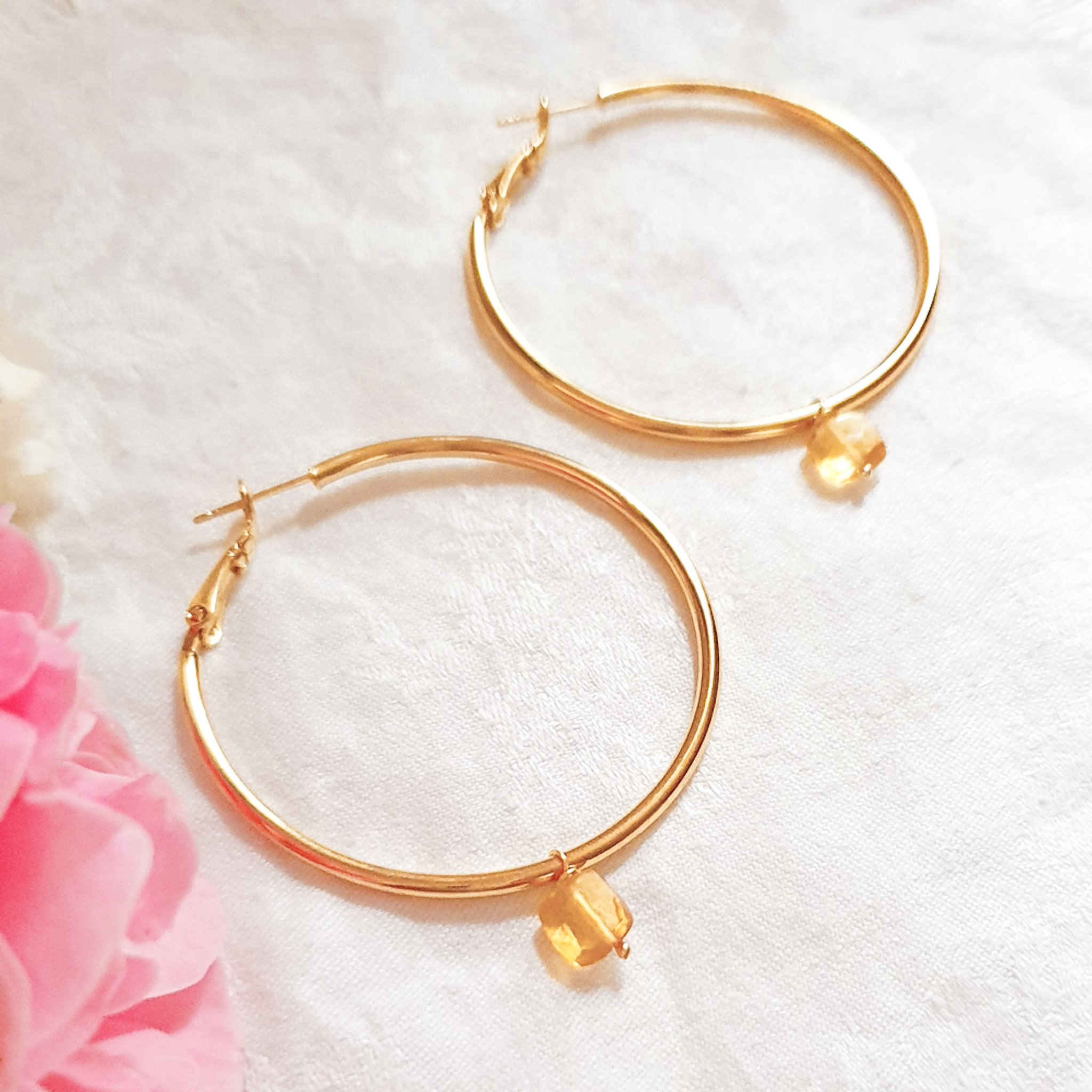 creoles or boucle pierre citrine