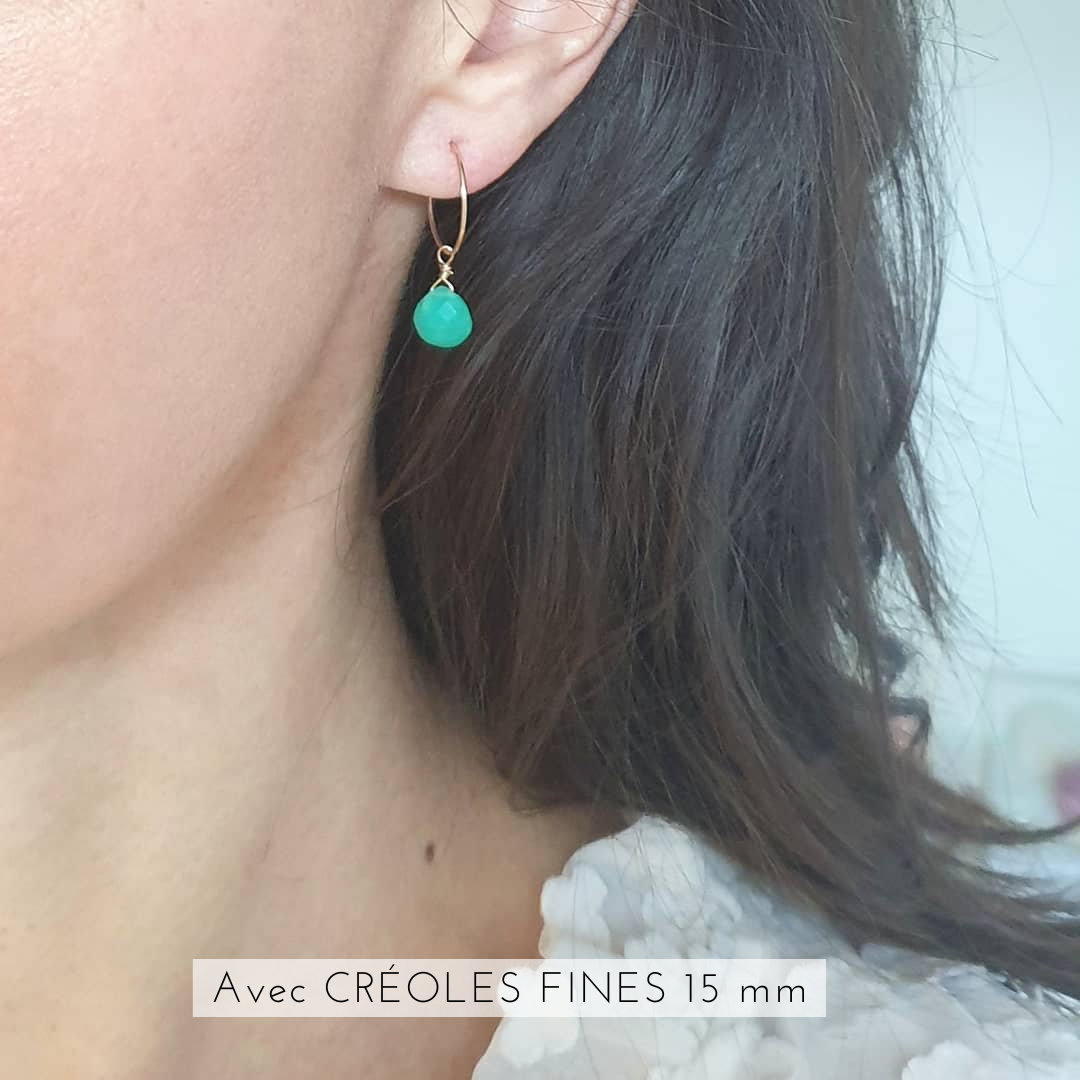 boucle oreille creole pierre vert chrysoprase