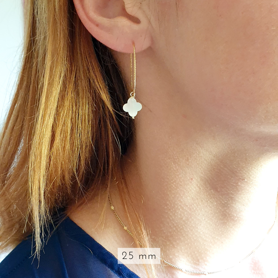 boucles anneau fleur nacre blanc