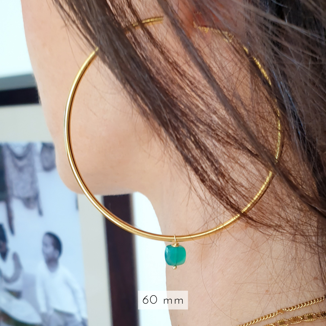 grande boucle oreille femme onyx vert