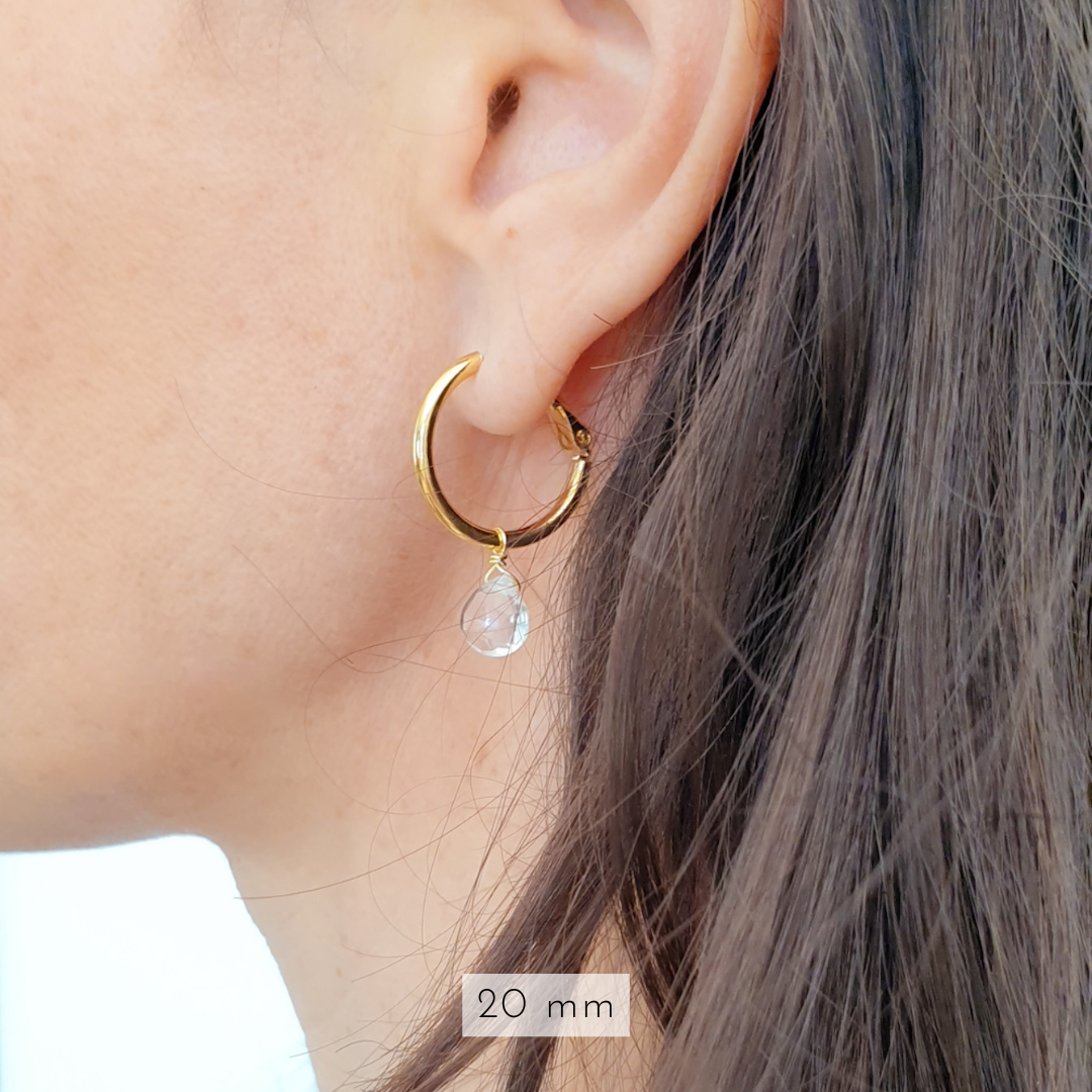 anneau oreille femme pierre cristal de roche