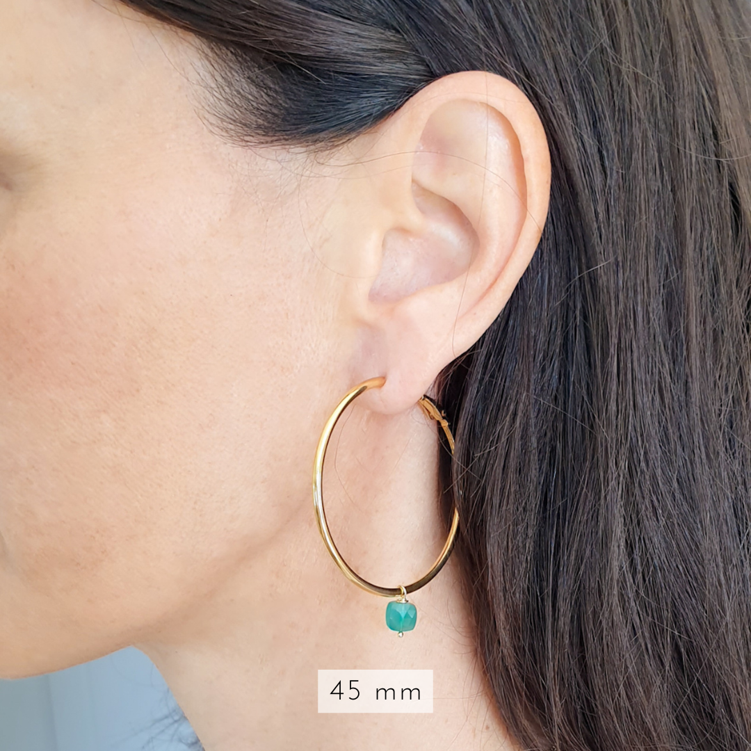 creole grande boucle pierre vert onyx