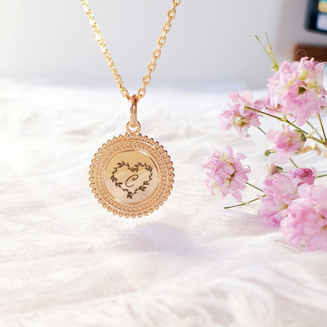 Collier chaine femme personnalisé grand bord perlé or FONDANTE