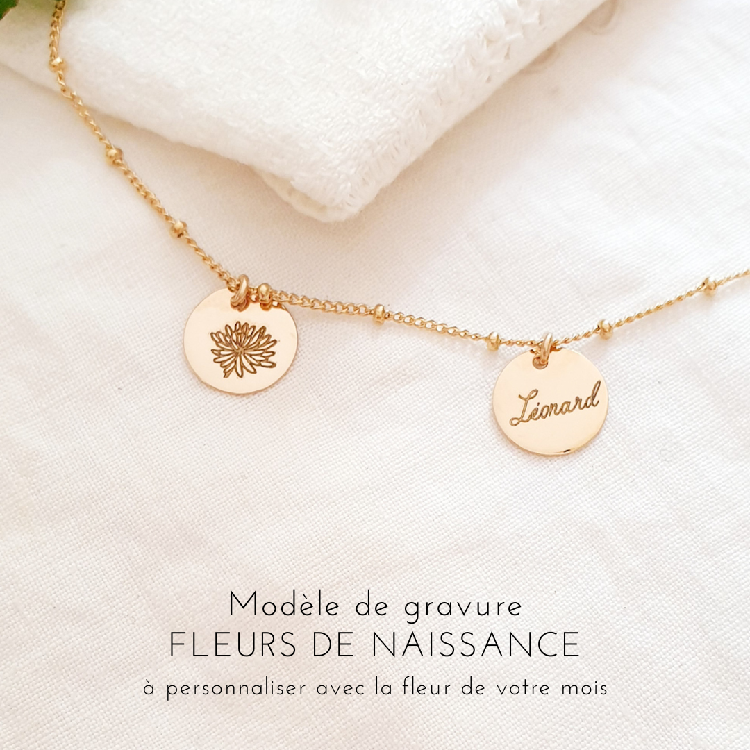 pendentif personnalise femme prenom fleur naissance