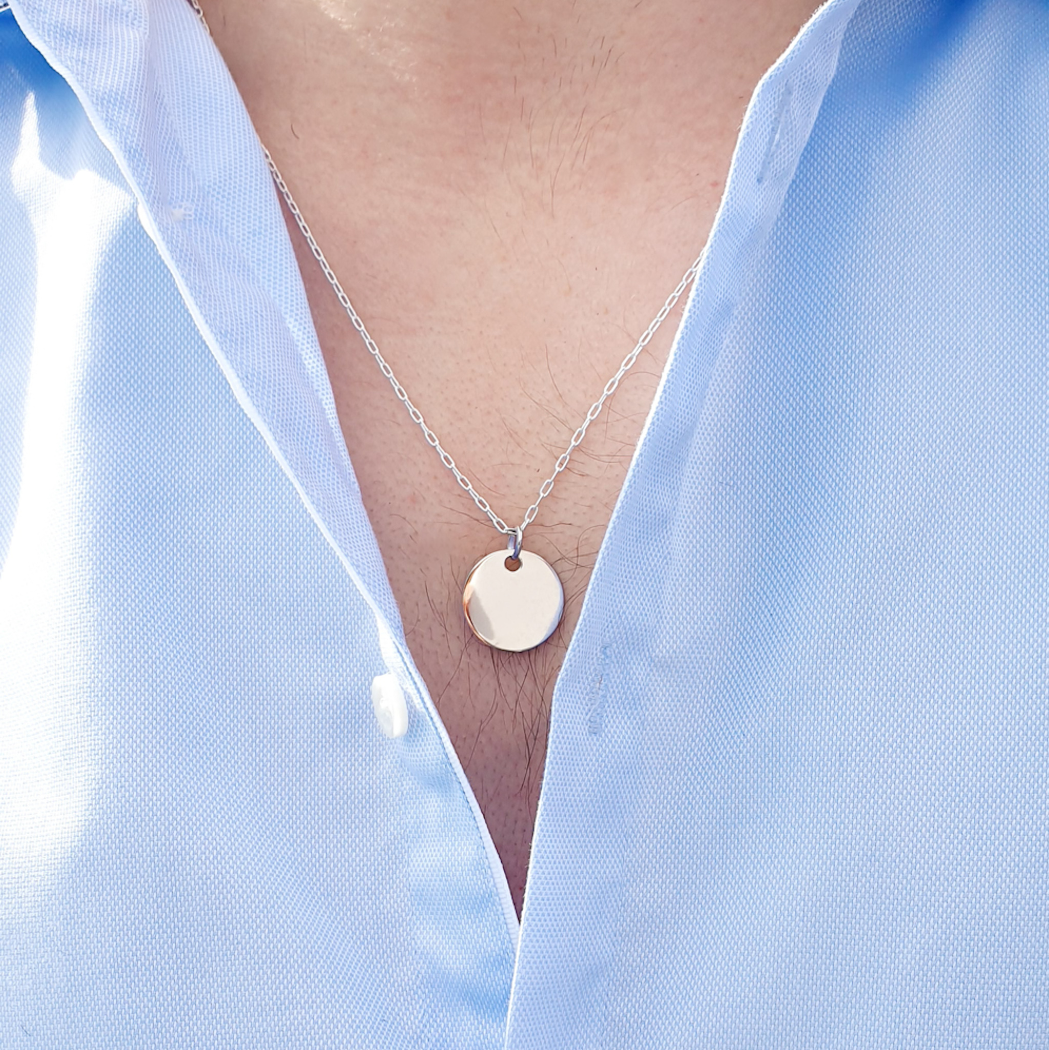 collier personnalisable homme medaille argent