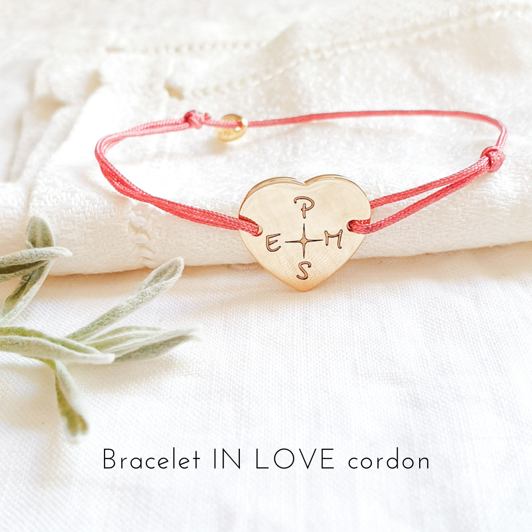 bracelet cordon personnalise femme initiales famille original
