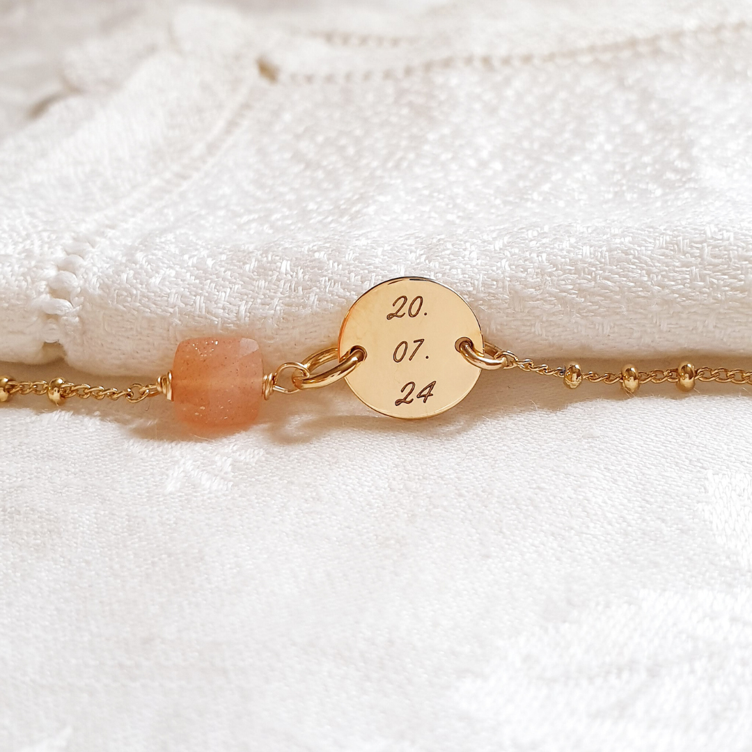 bracelet date grave pierre de lune de naissance