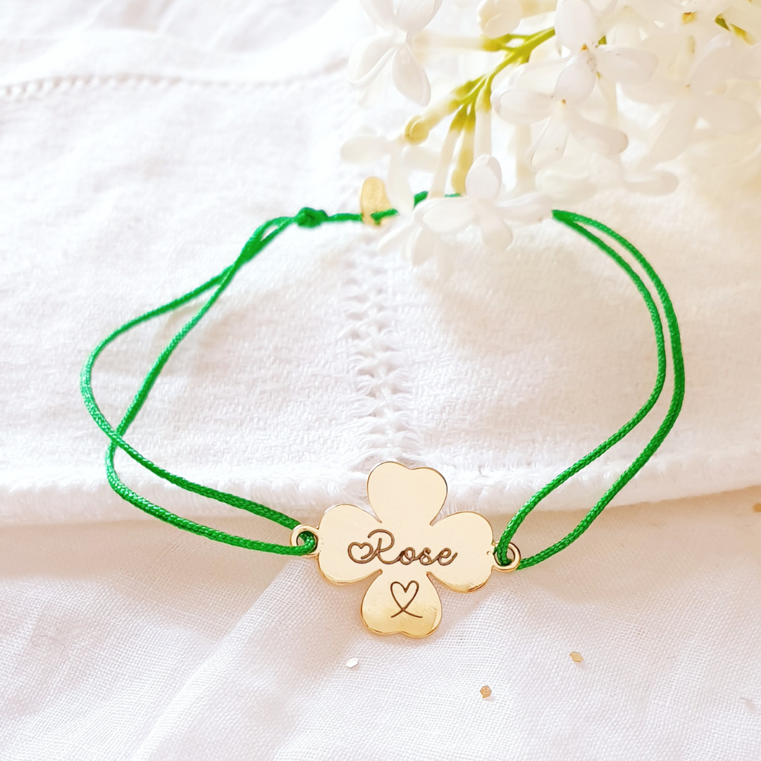 bracelet trefle prenom chance
