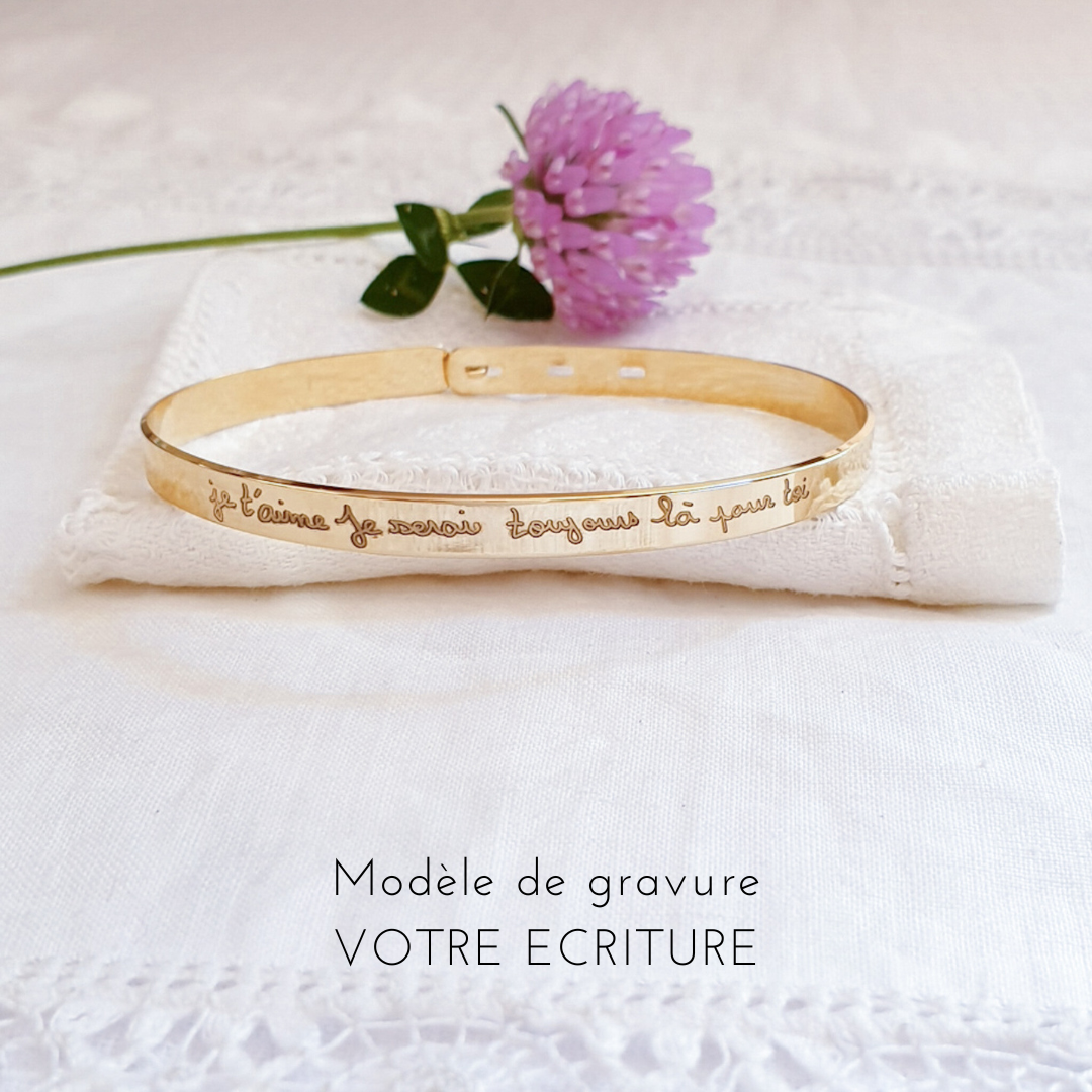 bracelet jonc gravure ecriture mots manuscrits