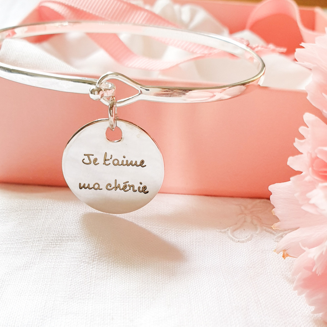 bracelet femme argent jonc personnalise je t aime ma cherie