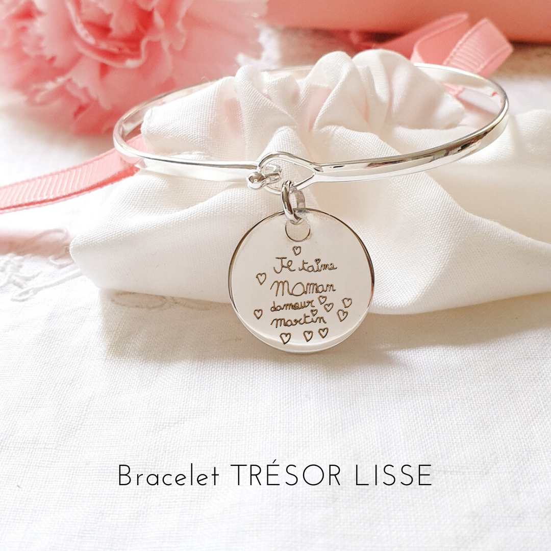 bracelet gravure dessin d enfant jonc argent