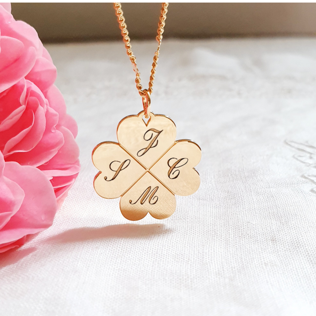 BIENAIMÉE médaille trèfle personnalisée collier femme Or