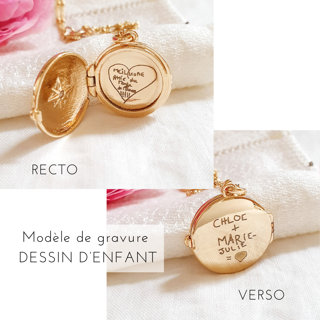 medaillon avec dessin enfant bijou meilleure amie