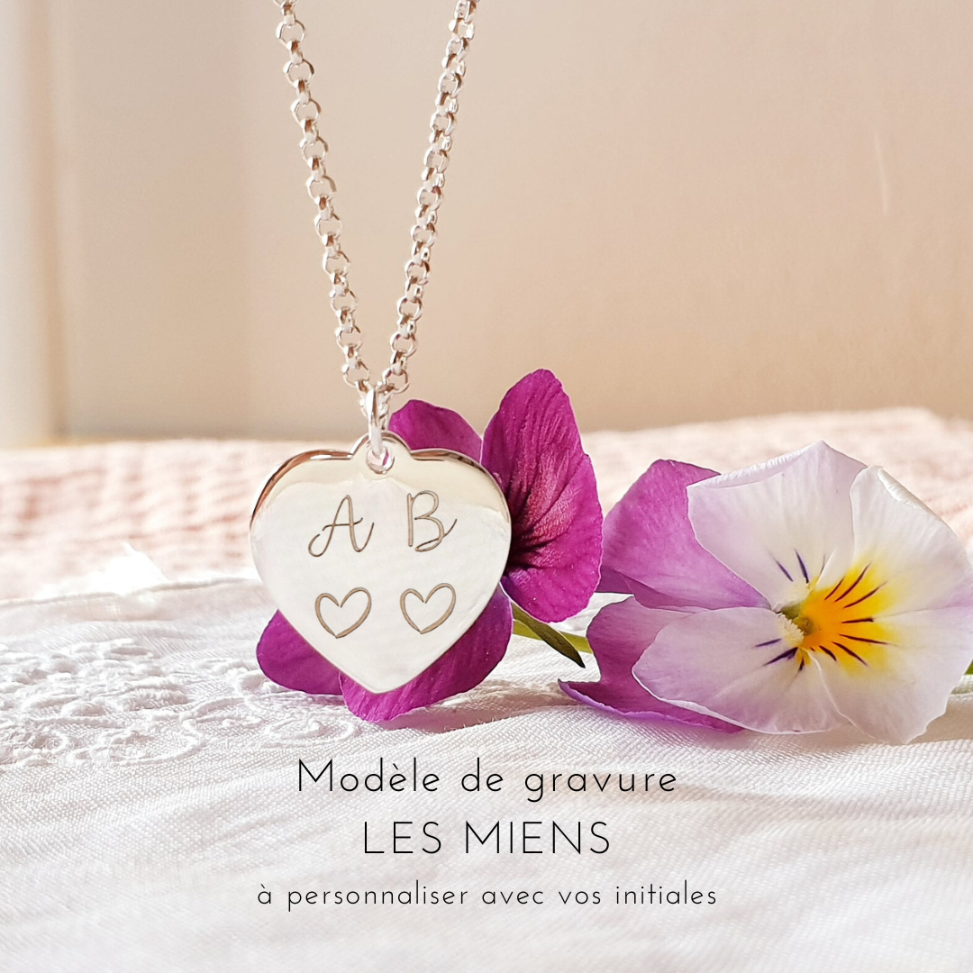 pendentif coeur argent personnalise initiales