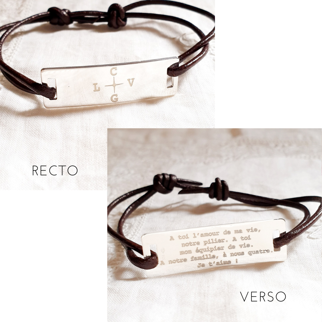 bracelet personnalisé en cuir pour papa