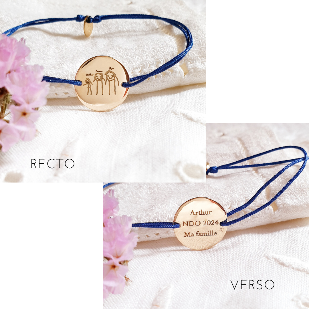 bracelet avec medaille personnalisable avec dessin enfant