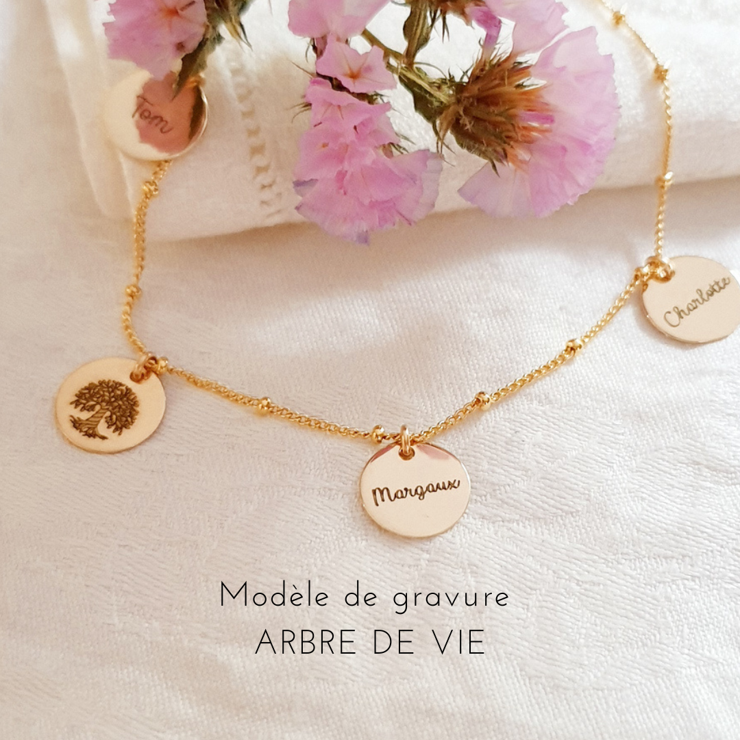 collier arbre de vie personnalise avec noms d enfants