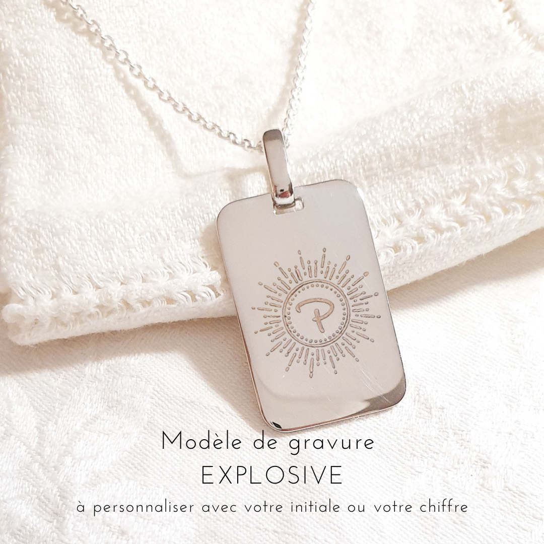 collier  plaque argent
