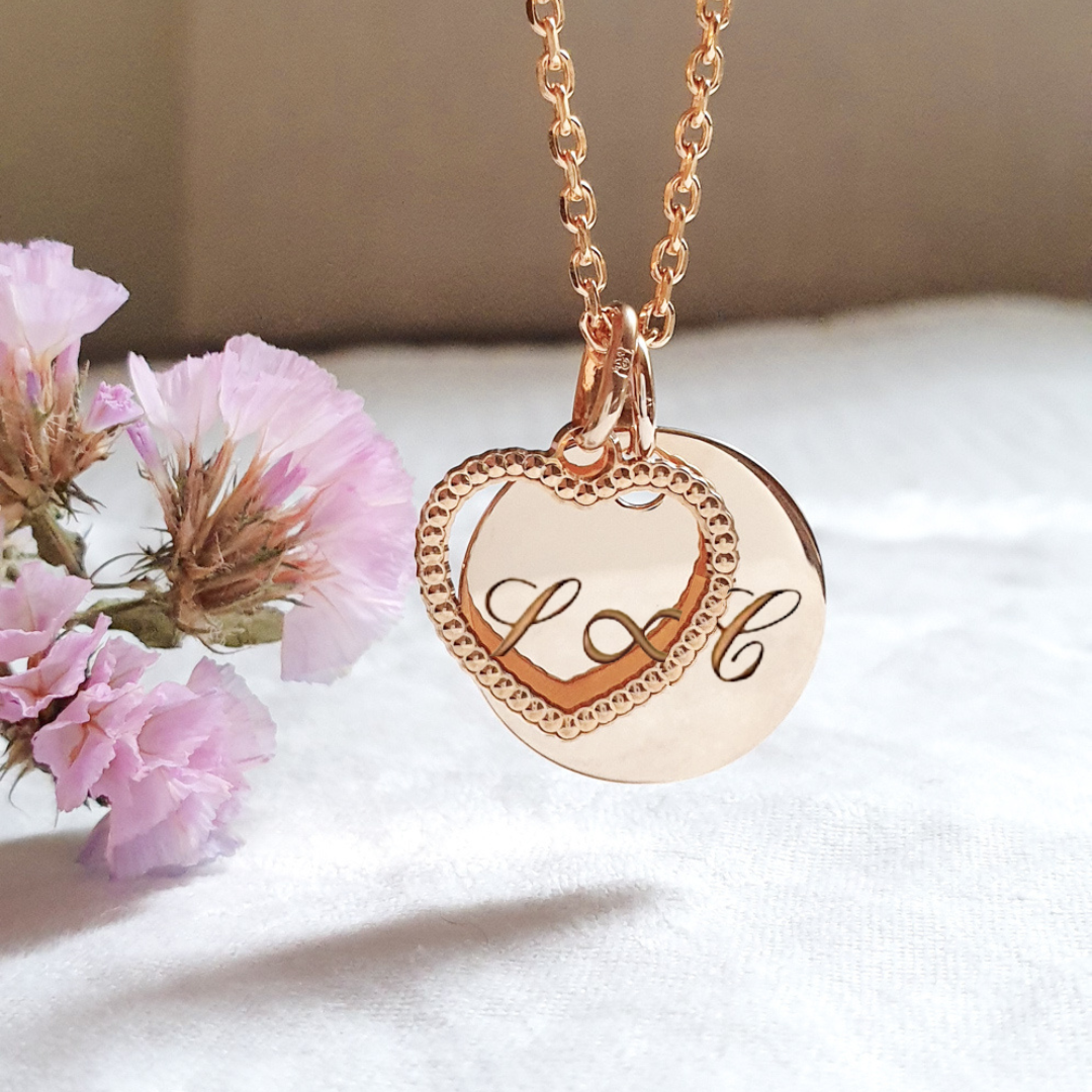 pendentif coeur initiale grave