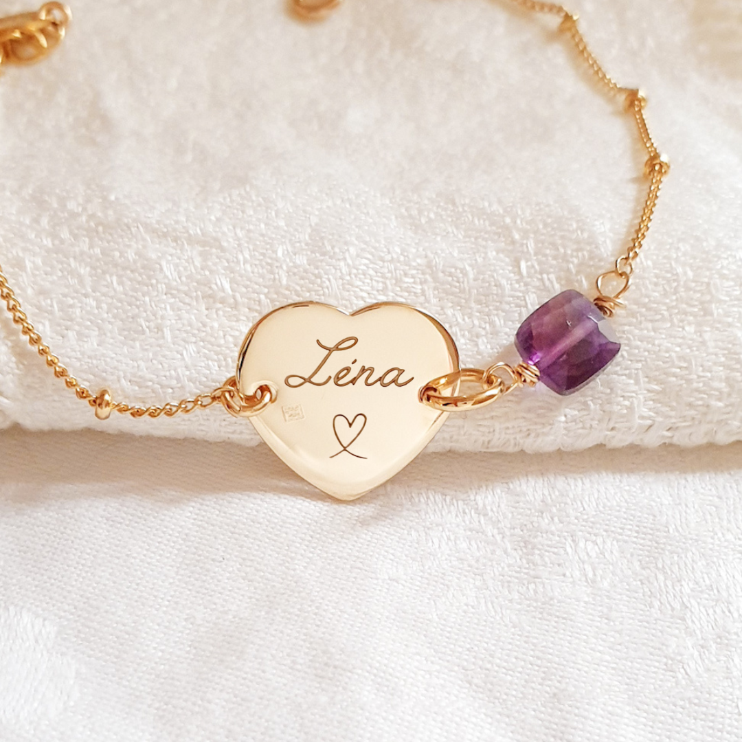 bracelet prenom breloque coeur