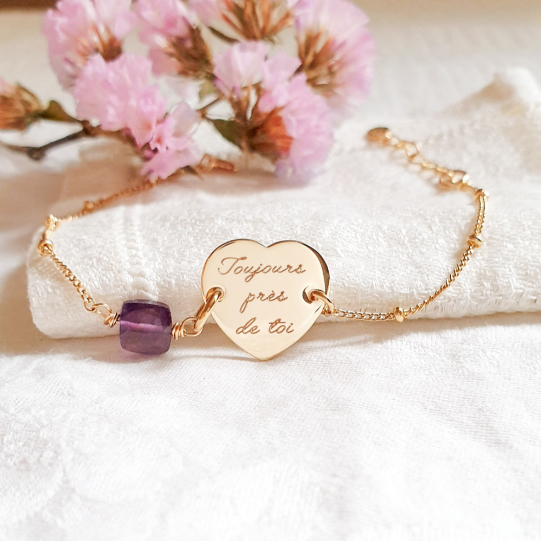 bracelet pierre de naissance gravee