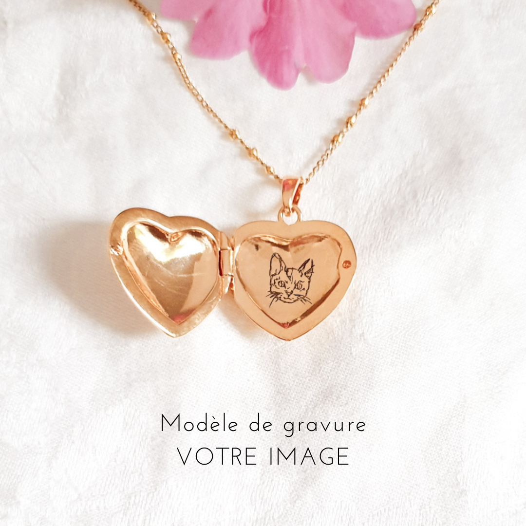 collier medaillon coeur or personnalisable