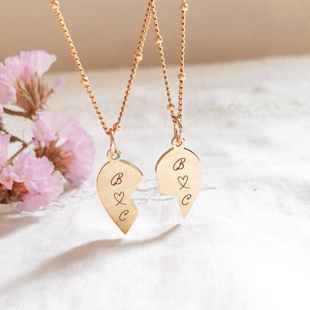 bijou 2 coeurs cadeau pour soeur amie