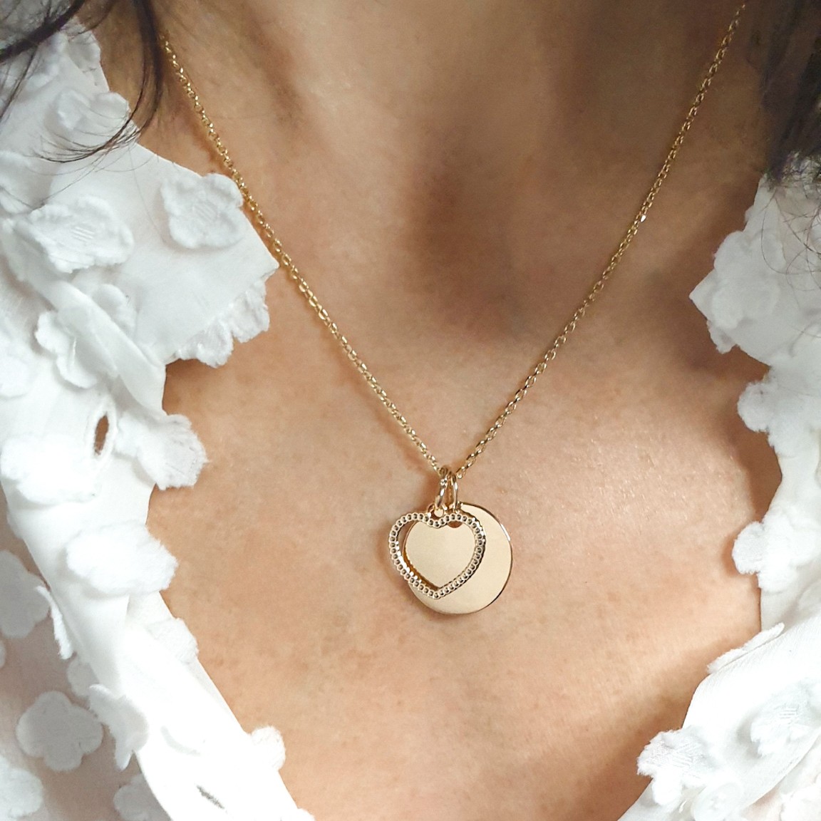 pendentif coeur personnalisable plaque or