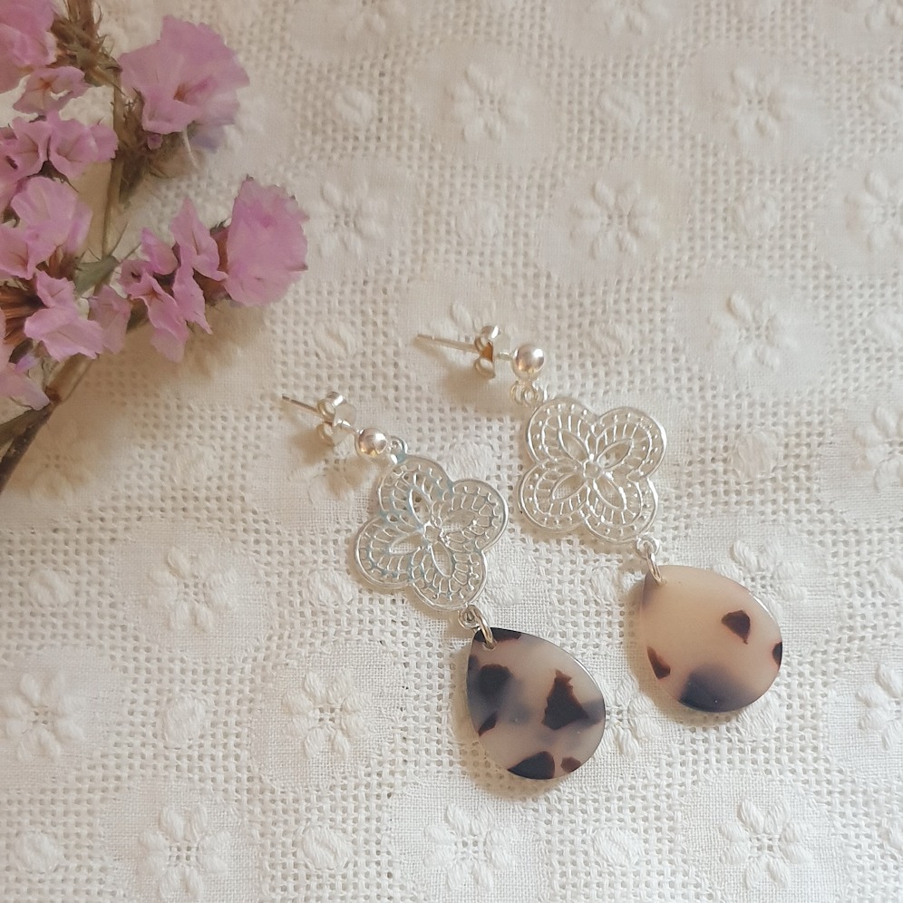 MOCACCINA boucles d\'oreille femme argent résine