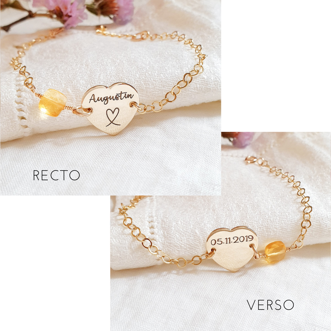 bracelet pierre de naissance personnalise citrine