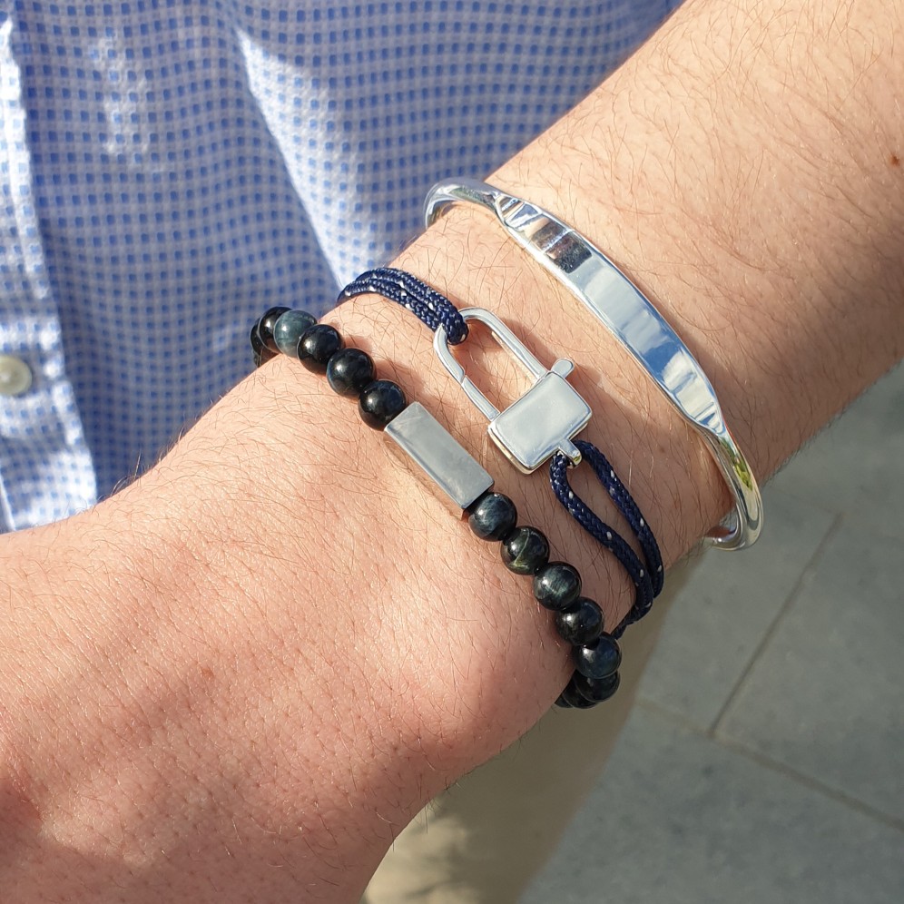 bracelets tendance homme pierre acier gravure