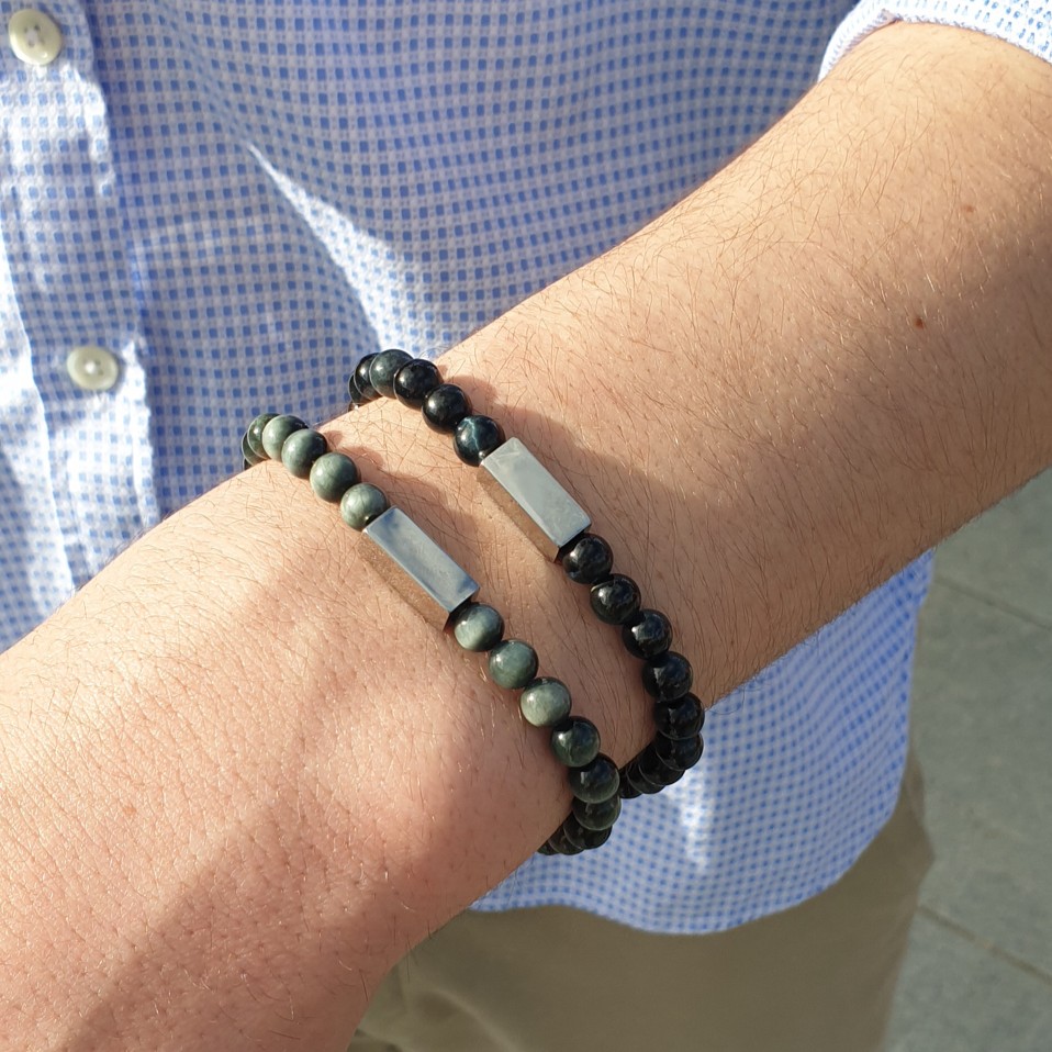 bracelet homme pierre naturelle gravure personnalisable