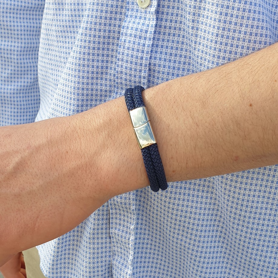 bracelet homme corde bleue acier