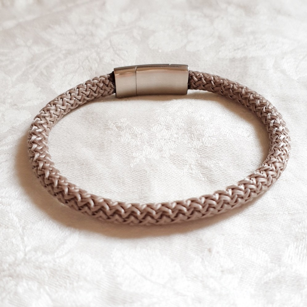 bracelet homme simple cordon fermoir inox