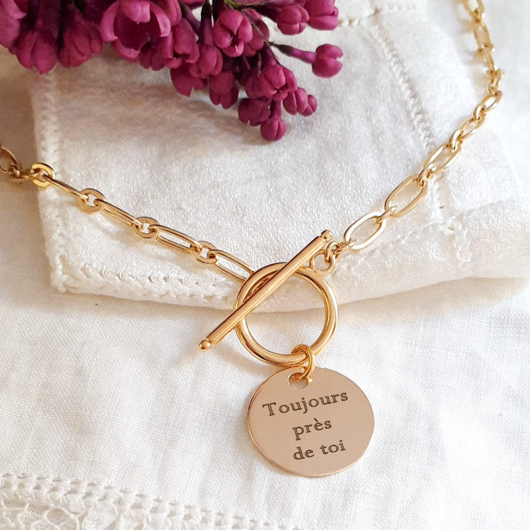 collier grosses mailles fermoir baton