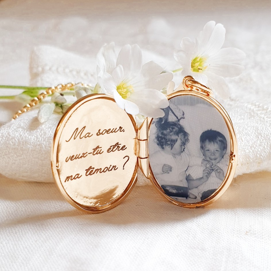 medaillon photo personnalise bijou soeur demande temoin mariage