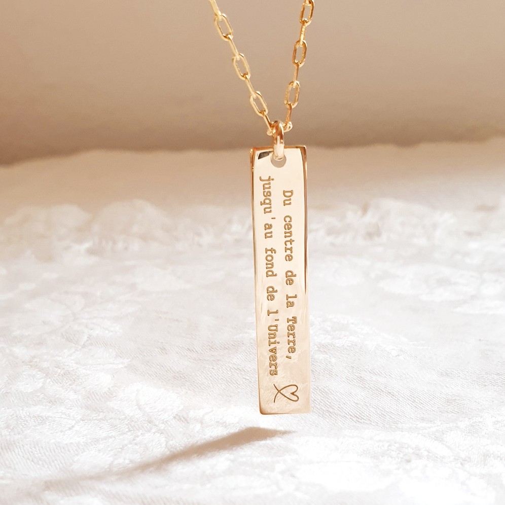 collier homme barre verticale personnalise