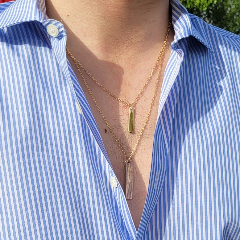 collier homme or personnalise barre
