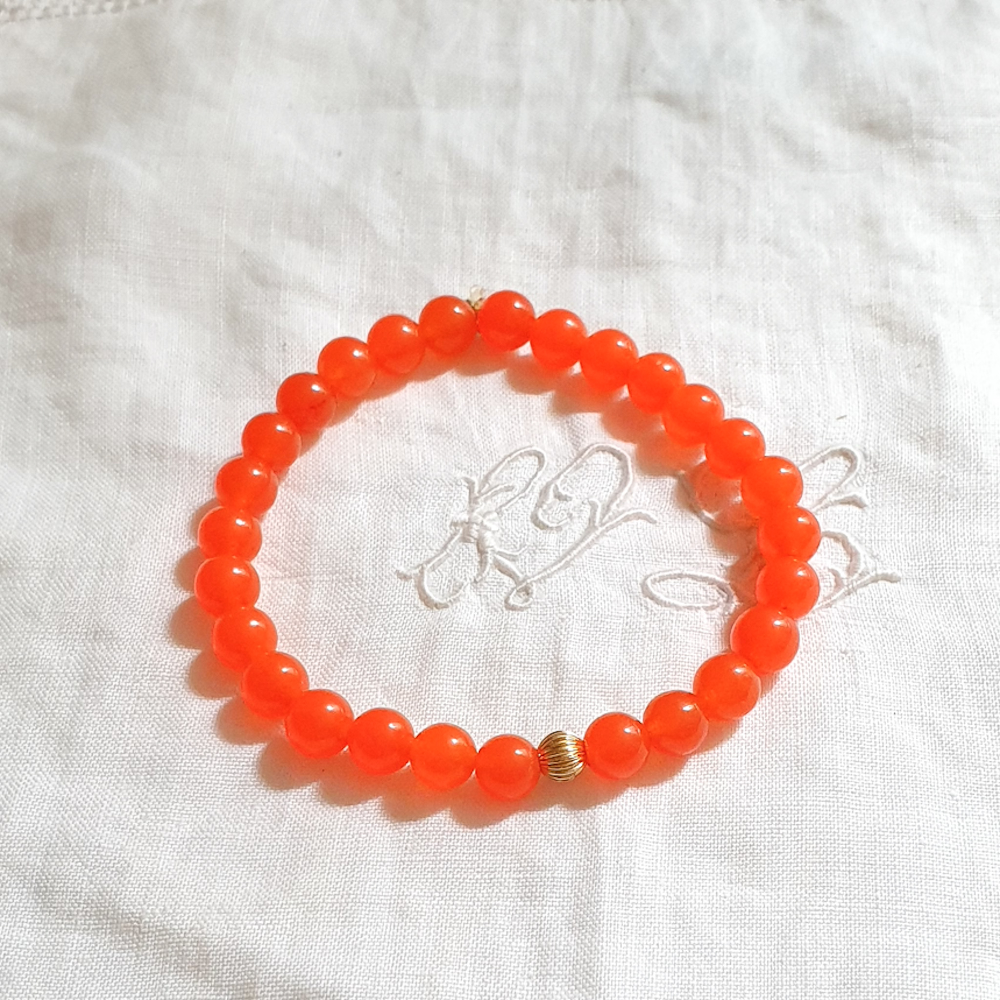 bracelet perles femme pierre agate orange