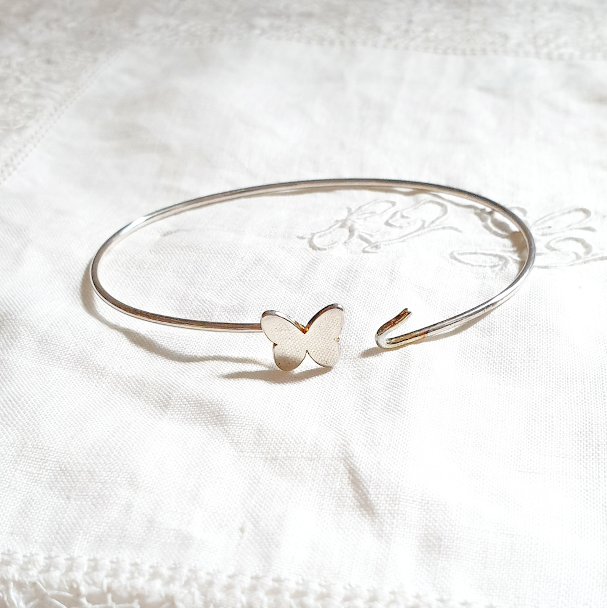 jonc fille argent papillon