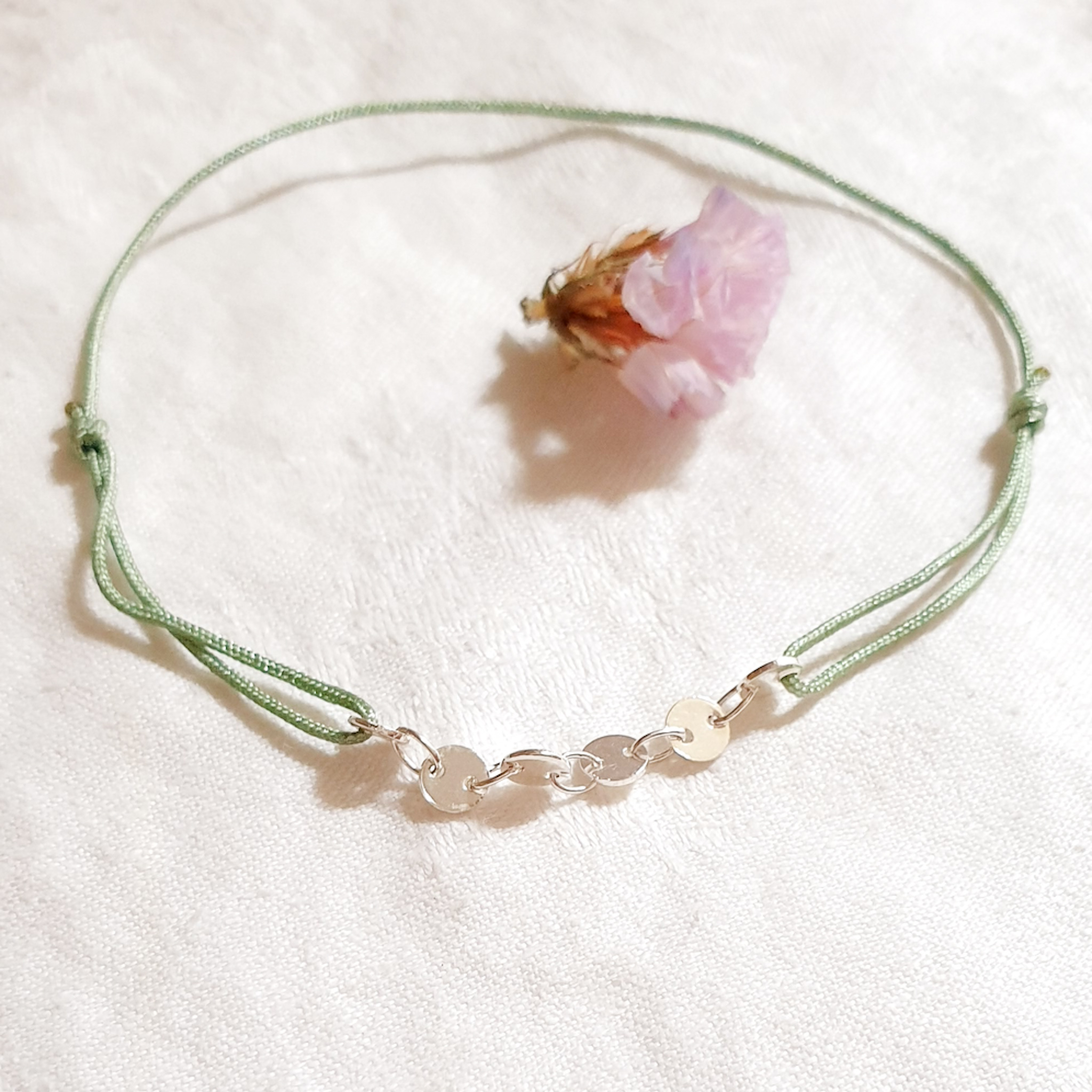 SAGE bracelet Argent couleur de cordon au choix